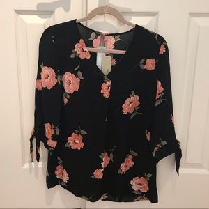 NWT black floral shirt